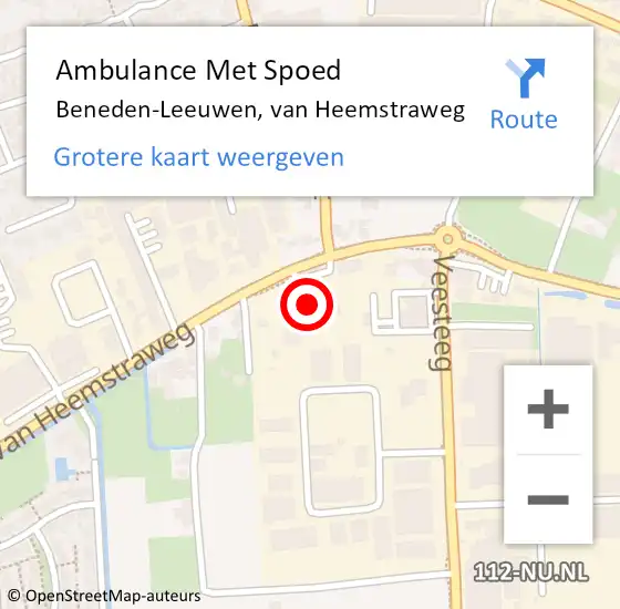 Locatie op kaart van de 112 melding: Ambulance Met Spoed Naar Beneden-Leeuwen, van Heemstraweg op 18 juni 2021 11:01