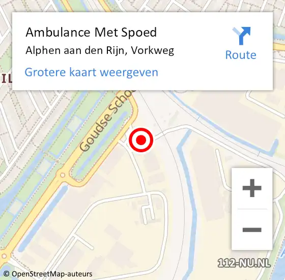Locatie op kaart van de 112 melding: Ambulance Met Spoed Naar Alphen aan den Rijn, Vorkweg op 18 juni 2021 11:02