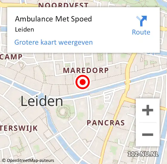 Locatie op kaart van de 112 melding: Ambulance Met Spoed Naar Leiden op 18 juni 2021 11:03
