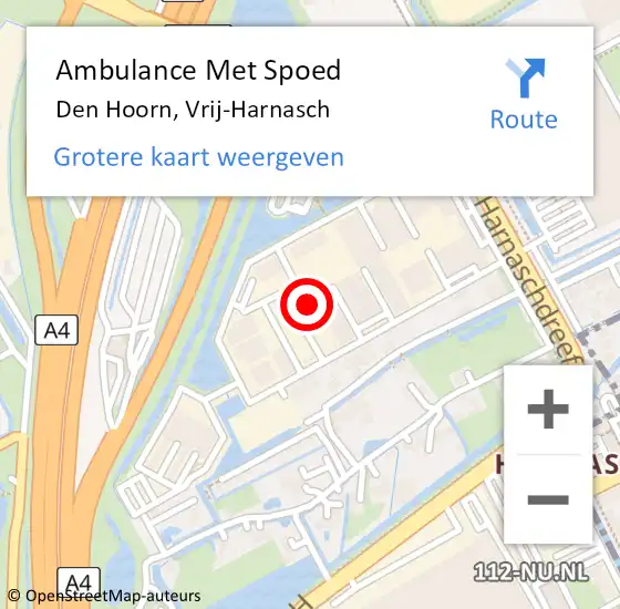 Locatie op kaart van de 112 melding: Ambulance Met Spoed Naar Den Hoorn, Vrij-Harnasch op 18 juni 2021 11:04