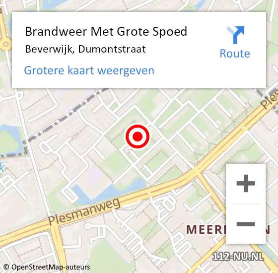 Locatie op kaart van de 112 melding: Brandweer Met Grote Spoed Naar Beverwijk, Dumontstraat op 18 juni 2021 11:05