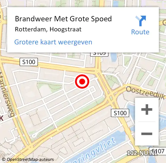 Locatie op kaart van de 112 melding: Brandweer Met Grote Spoed Naar Rotterdam, Hoogstraat op 18 juni 2021 11:05
