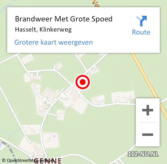 Locatie op kaart van de 112 melding: Brandweer Met Grote Spoed Naar Hasselt, Klinkerweg op 18 juni 2021 11:07