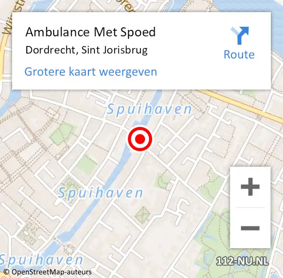 Locatie op kaart van de 112 melding: Ambulance Met Spoed Naar Dordrecht, Sint Jorisbrug op 18 juni 2021 11:13