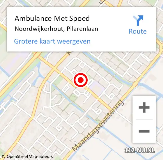 Locatie op kaart van de 112 melding: Ambulance Met Spoed Naar Noordwijkerhout, Pilarenlaan op 18 juni 2021 11:13