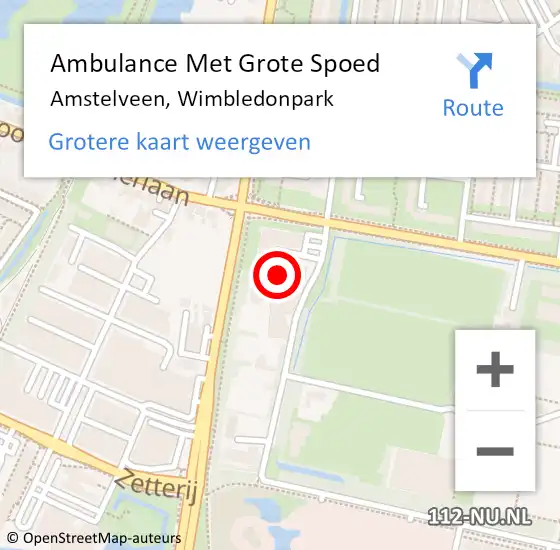 Locatie op kaart van de 112 melding: Ambulance Met Grote Spoed Naar Amstelveen, Wimbledonpark op 18 juni 2021 11:14