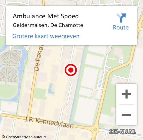Locatie op kaart van de 112 melding: Ambulance Met Spoed Naar Geldermalsen, De Chamotte op 18 juni 2021 11:15