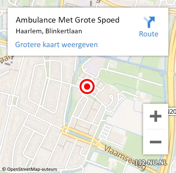 Locatie op kaart van de 112 melding: Ambulance Met Grote Spoed Naar Haarlem, Blinkertlaan op 18 juni 2021 11:17