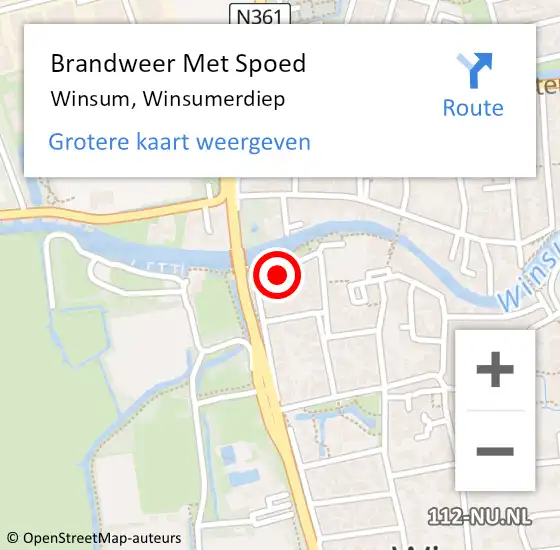 Locatie op kaart van de 112 melding: Brandweer Met Spoed Naar Winsum, Winsumerdiep op 18 juni 2021 11:23