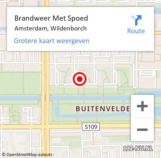 Locatie op kaart van de 112 melding: Brandweer Met Spoed Naar Amsterdam, Wildenborch op 18 juni 2021 11:32