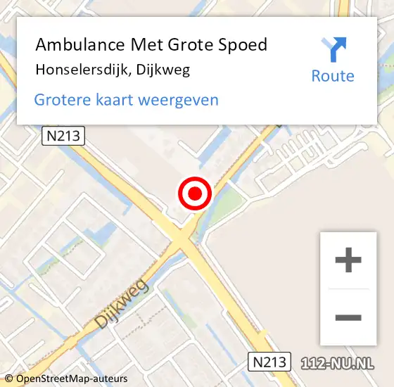 Locatie op kaart van de 112 melding: Ambulance Met Grote Spoed Naar Honselersdijk, Dijkweg op 18 juni 2021 11:33