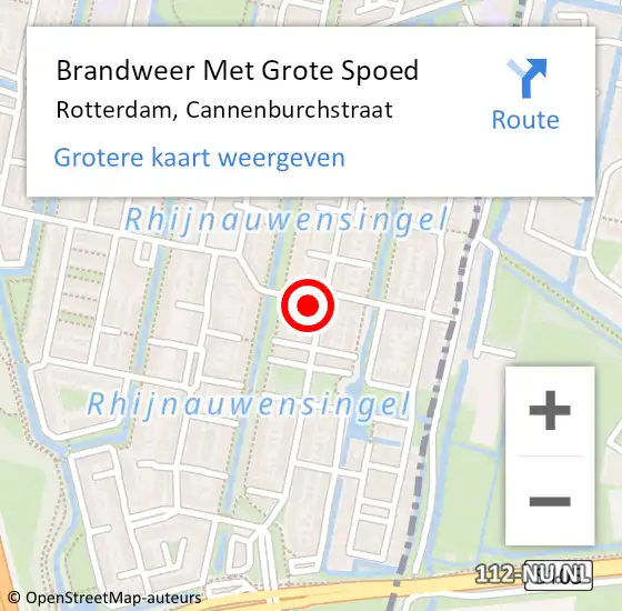 Locatie op kaart van de 112 melding: Brandweer Met Grote Spoed Naar Rotterdam, Cannenburchstraat op 18 juni 2021 11:37