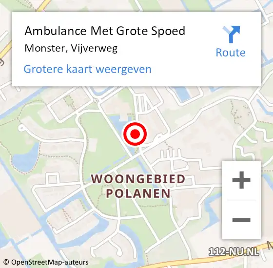 Locatie op kaart van de 112 melding: Ambulance Met Grote Spoed Naar Monster, Vijverweg op 18 juni 2021 11:37