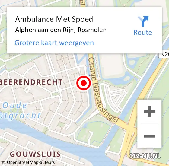 Locatie op kaart van de 112 melding: Ambulance Met Spoed Naar Alphen aan den Rijn, Rosmolen op 18 juni 2021 11:37