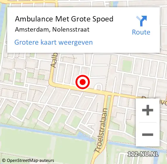 Locatie op kaart van de 112 melding: Ambulance Met Grote Spoed Naar Amsterdam, Nolensstraat op 18 juni 2021 11:38