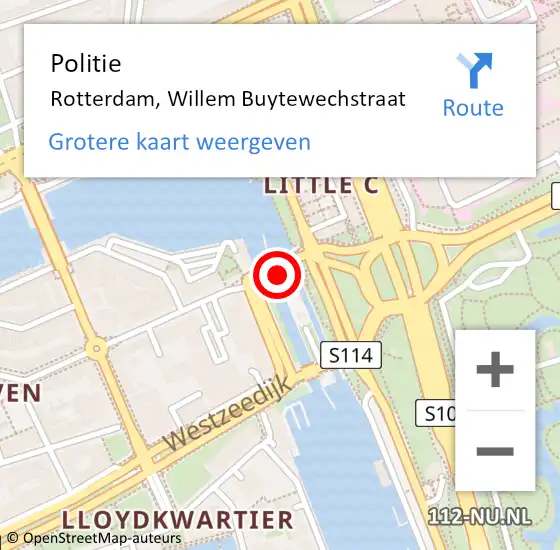 Locatie op kaart van de 112 melding: Politie Rotterdam, Willem Buytewechstraat op 18 juni 2021 11:40