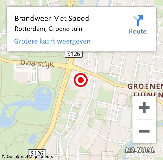 Locatie op kaart van de 112 melding: Brandweer Met Spoed Naar Rotterdam, Groene tuin op 18 juni 2021 11:51
