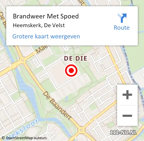 Locatie op kaart van de 112 melding: Brandweer Met Spoed Naar Heemskerk, De Velst op 18 juni 2021 11:55