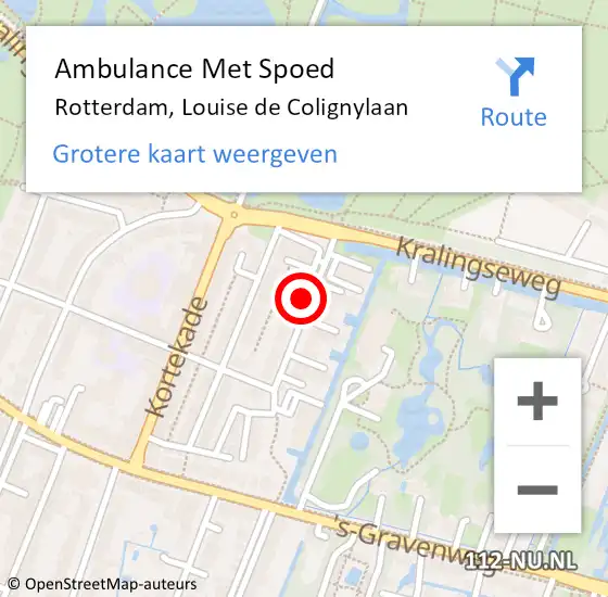Locatie op kaart van de 112 melding: Ambulance Met Spoed Naar Rotterdam, Louise de Colignylaan op 18 juni 2021 11:56