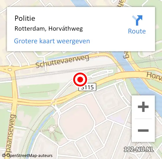 Locatie op kaart van de 112 melding: Politie Rotterdam, Horváthweg op 18 juni 2021 11:57
