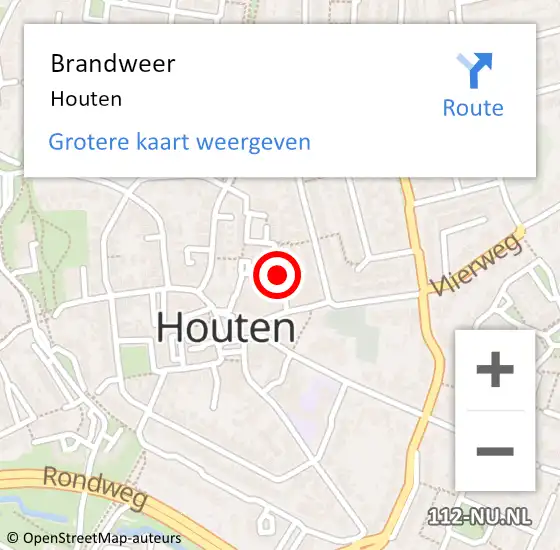 Locatie op kaart van de 112 melding: Brandweer Houten op 18 juni 2021 11:57
