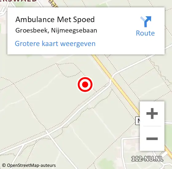 Locatie op kaart van de 112 melding: Ambulance Met Spoed Naar Groesbeek, Nijmeegsebaan op 18 juni 2021 11:59