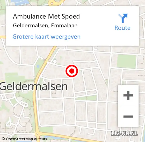 Locatie op kaart van de 112 melding: Ambulance Met Spoed Naar Geldermalsen, Emmalaan op 18 juni 2021 11:59