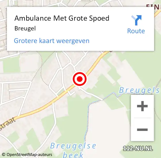 Locatie op kaart van de 112 melding: Ambulance Met Grote Spoed Naar Breugel op 18 juni 2021 11:59