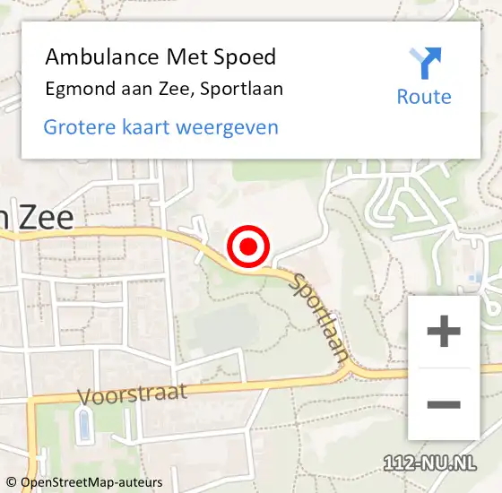 Locatie op kaart van de 112 melding: Ambulance Met Spoed Naar Egmond aan Zee, Sportlaan op 18 juni 2021 12:04