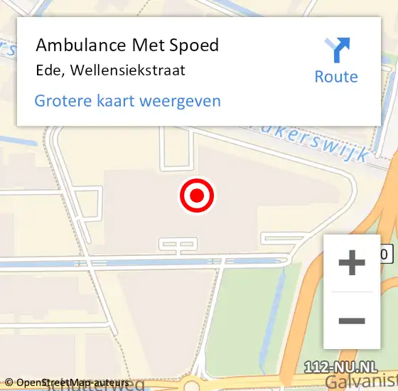 Locatie op kaart van de 112 melding: Ambulance Met Spoed Naar Ede, Wellensiekstraat op 18 juni 2021 12:07