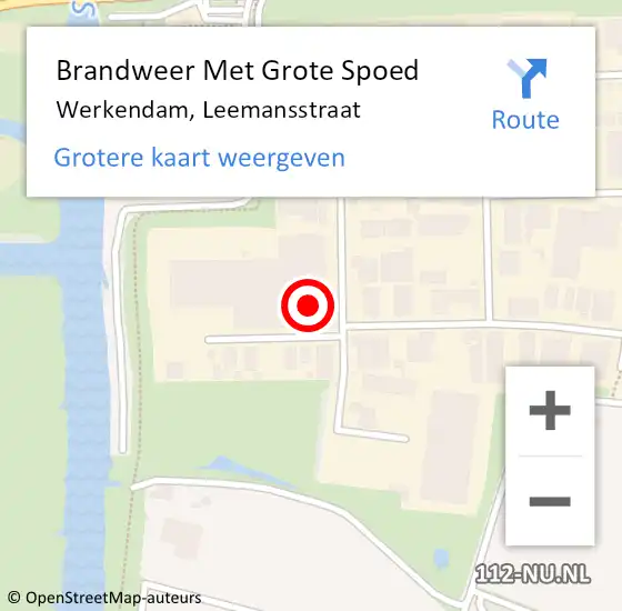 Locatie op kaart van de 112 melding: Brandweer Met Grote Spoed Naar Werkendam, Leemansstraat op 18 juni 2021 12:08