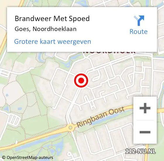 Locatie op kaart van de 112 melding: Brandweer Met Spoed Naar Goes, Noordhoeklaan op 18 juni 2021 12:15