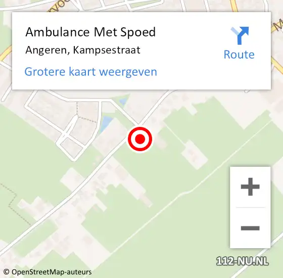 Locatie op kaart van de 112 melding: Ambulance Met Spoed Naar Angeren, Kampsestraat op 18 juni 2021 12:16