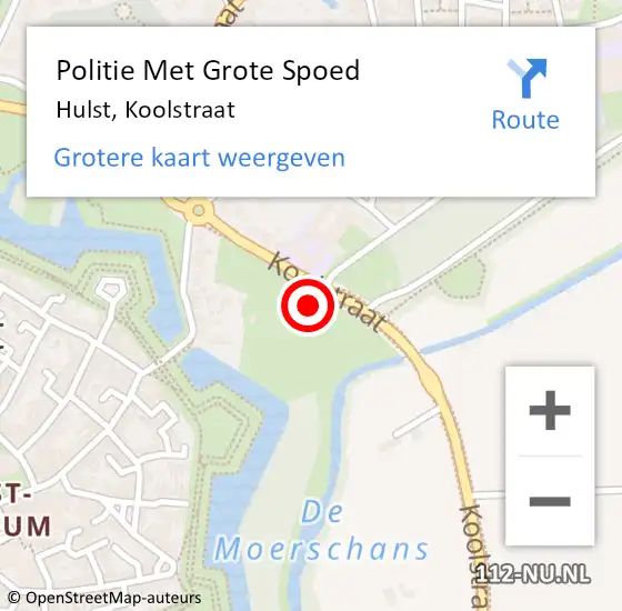 Locatie op kaart van de 112 melding: Politie Met Grote Spoed Naar Hulst, Koolstraat op 18 juni 2021 12:22