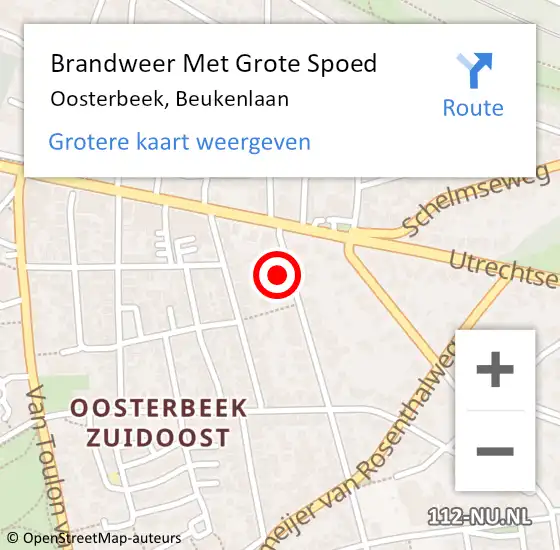 Locatie op kaart van de 112 melding: Brandweer Met Grote Spoed Naar Oosterbeek, Beukenlaan op 18 juni 2021 12:49