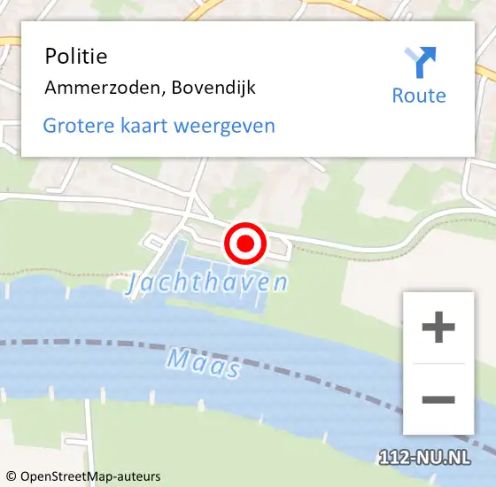 Locatie op kaart van de 112 melding: Politie Ammerzoden, Bovendijk op 18 juni 2021 12:59
