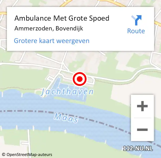 Locatie op kaart van de 112 melding: Ambulance Met Grote Spoed Naar Ammerzoden, Bovendijk op 18 juni 2021 12:59