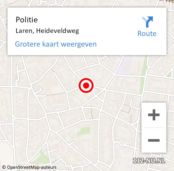 Locatie op kaart van de 112 melding: Politie Laren, Heideveldweg op 18 juni 2021 13:00