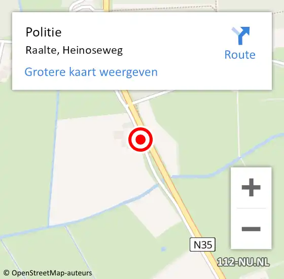 Locatie op kaart van de 112 melding: Politie Raalte, Heinoseweg op 18 juni 2021 13:27