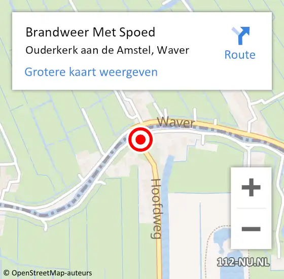 Locatie op kaart van de 112 melding: Brandweer Met Spoed Naar Ouderkerk aan de Amstel, Waver op 18 juni 2021 13:30