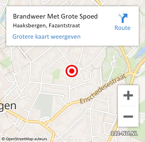 Locatie op kaart van de 112 melding: Brandweer Met Grote Spoed Naar Haaksbergen, Fazantstraat op 18 juni 2021 13:32