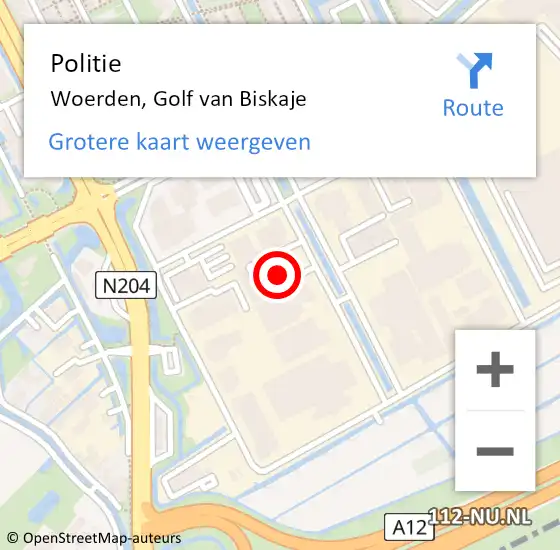 Locatie op kaart van de 112 melding: Politie Woerden, Golf van Biskaje op 18 juni 2021 13:38