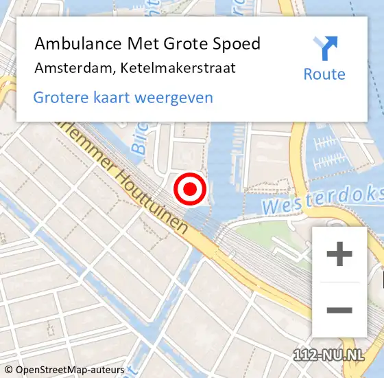 Locatie op kaart van de 112 melding: Ambulance Met Grote Spoed Naar Amsterdam, Ketelmakerstraat op 18 juni 2021 13:50