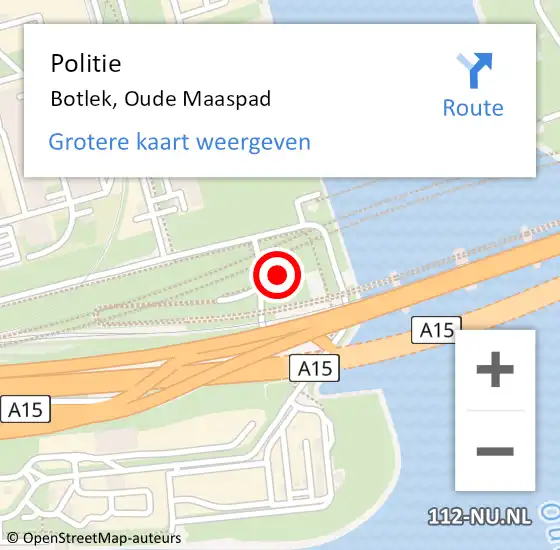 Locatie op kaart van de 112 melding: Politie Botlek, Oude Maaspad op 18 juni 2021 13:53