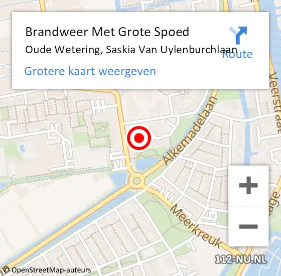 Locatie op kaart van de 112 melding: Brandweer Met Grote Spoed Naar Oude Wetering, Saskia Van Uylenburchlaan op 13 juni 2014 16:32