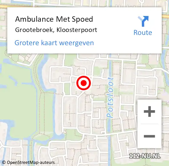 Locatie op kaart van de 112 melding: Ambulance Met Spoed Naar Grootebroek, Kloosterpoort op 18 juni 2021 14:03