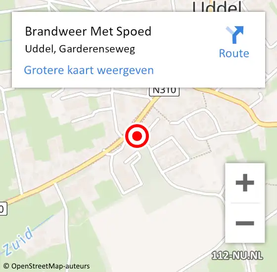 Locatie op kaart van de 112 melding: Brandweer Met Spoed Naar Uddel, Garderenseweg op 18 juni 2021 14:08