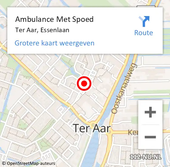 Locatie op kaart van de 112 melding: Ambulance Met Spoed Naar Ter Aar, Essenlaan op 18 juni 2021 14:11