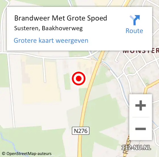 Locatie op kaart van de 112 melding: Brandweer Met Grote Spoed Naar Susteren, Baakhoverweg op 18 juni 2021 14:32