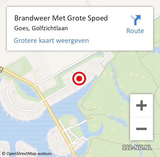 Locatie op kaart van de 112 melding: Brandweer Met Grote Spoed Naar Goes, Golfzichtlaan op 18 juni 2021 14:37